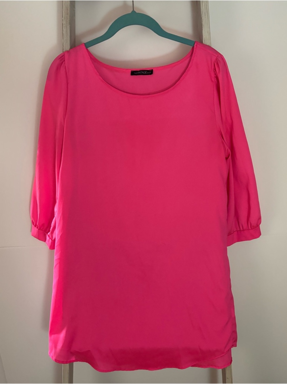 The Vintage Shop women’s L Satin like, nearly sheer mini dress, Barbiecore, Y2K